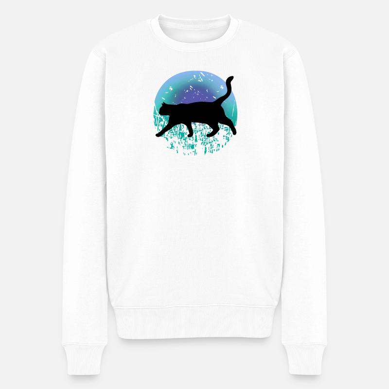 Schwarze Katze - Männer Premium Bio Pullover - Weiß