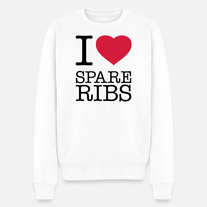 I LOVE SPARE RIBS - Männer Premium Bio Pullover - Weiß