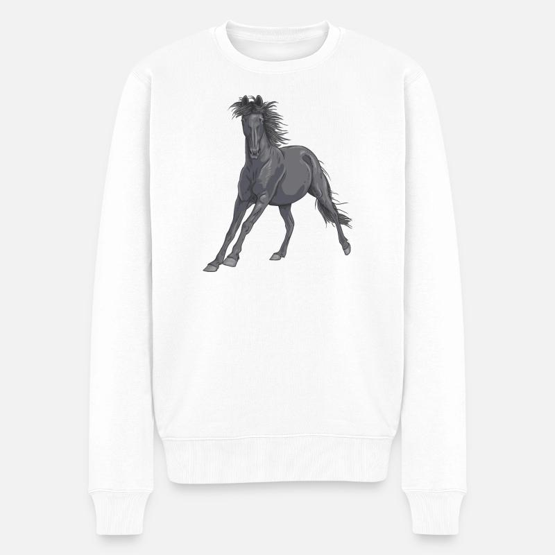 horse - Männer Premium Bio Pullover - Weiß