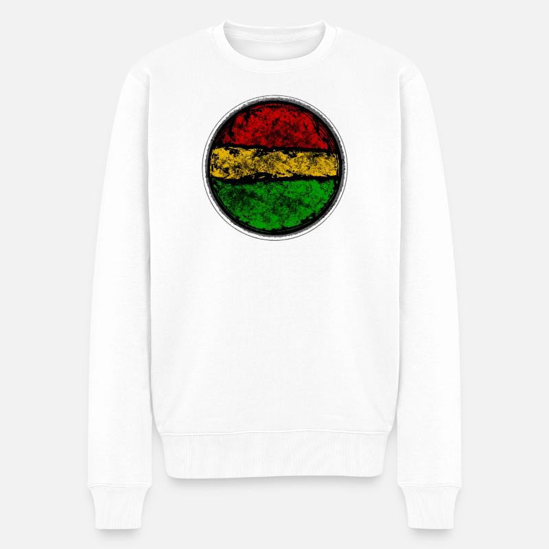 Abstraktes Retro Reggae Flag Design - Männer Premium Bio Pullover - Weiß
