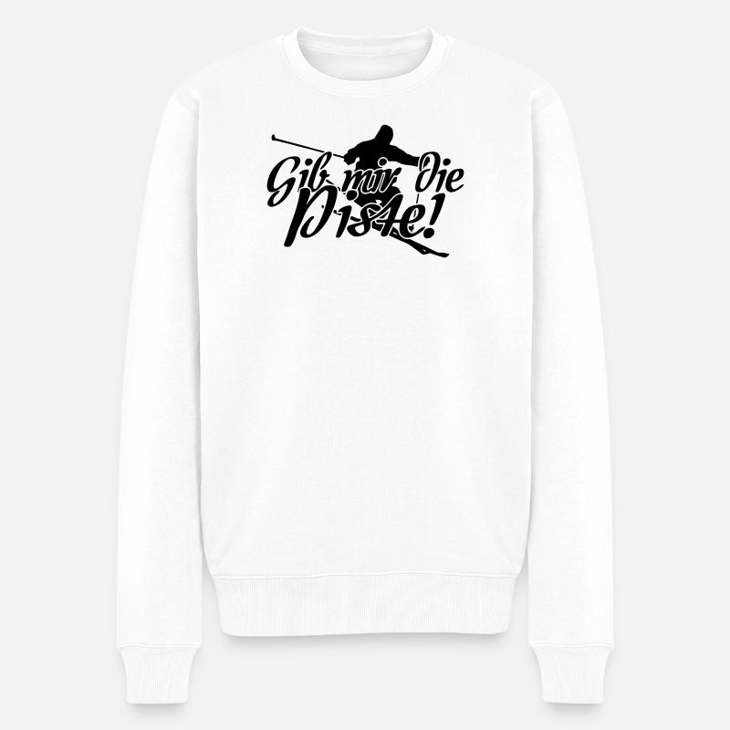 Ski Skifahren Skifahrer Winter Spruch Geschenk - Männer Premium Bio Pullover - Weiß