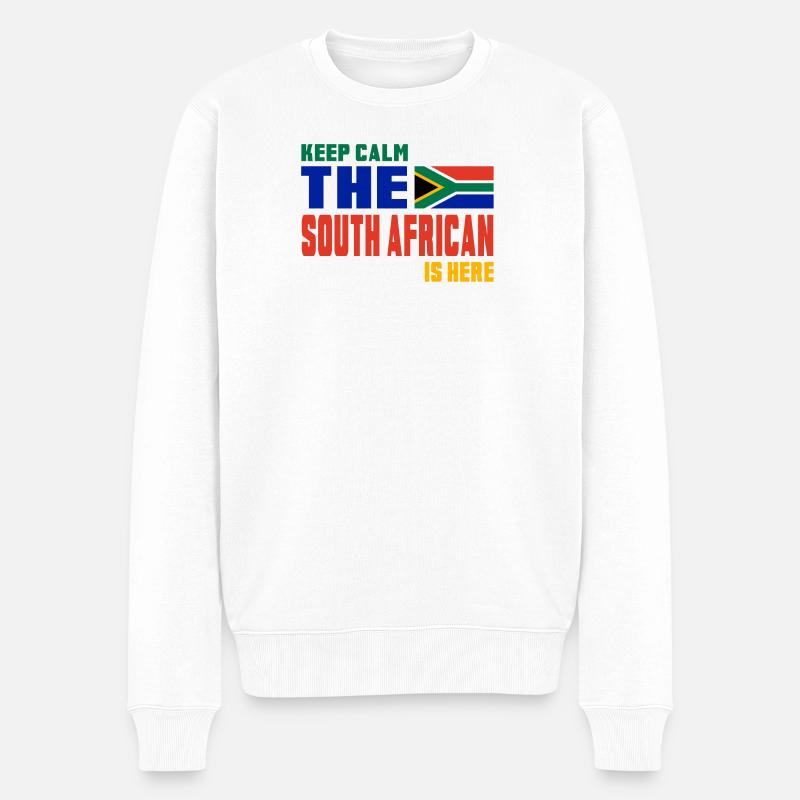 Keep Calm Südafrika / Geschenk Nationalfarben - Männer Premium Bio Pullover - Weiß