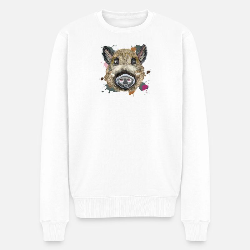 Illustration sauvage de tête - Pull Premium bio Homme - blanc