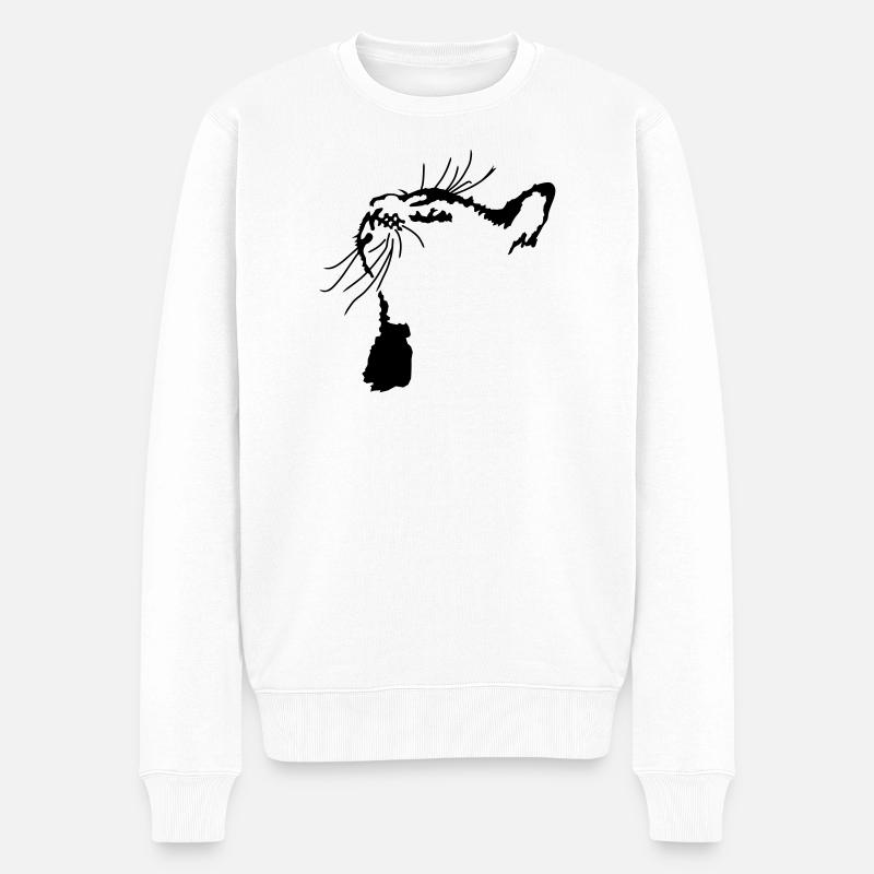 Katze - Männer Premium Bio Pullover - Weiß