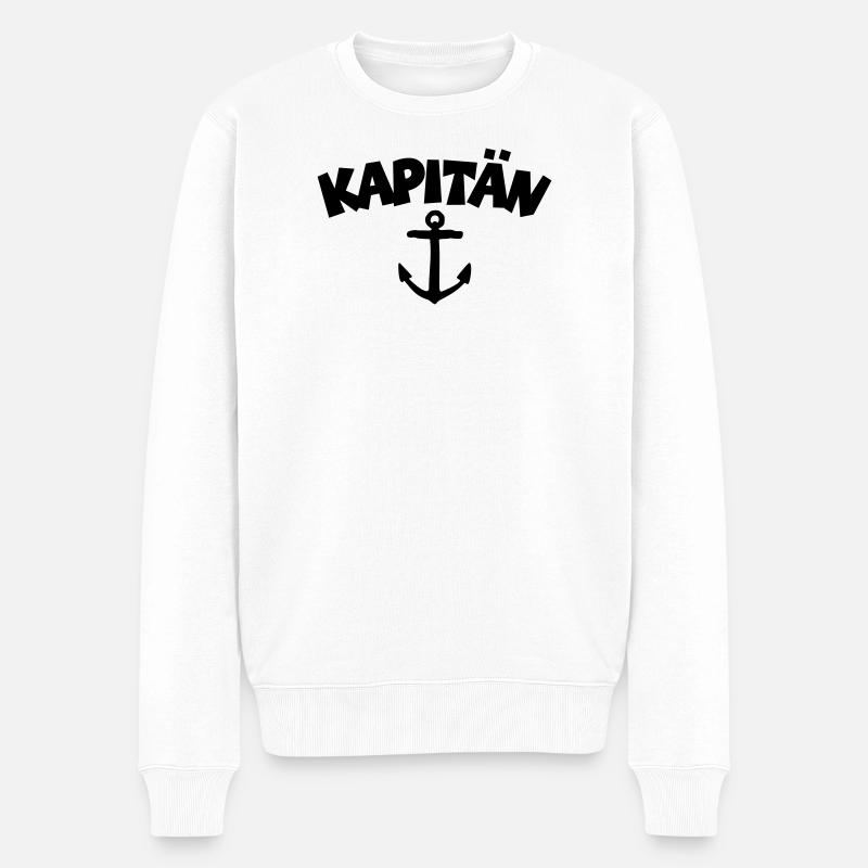 Kapitän Boot und Segel Design - Männer Premium Bio Pullover - Weiß
