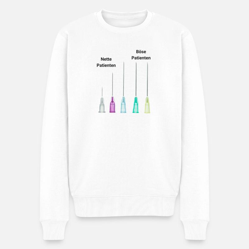 Nette Böse Patienten Pflegekraft MFA Kanüle - Männer Premium Bio Pullover - Weiß