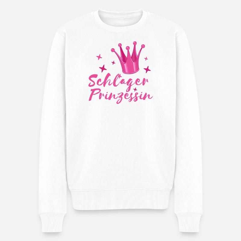 Schlager Prinzessin Schlagerfan Krone Volksmusik - Männer Premium Bio Pullover - Weiß