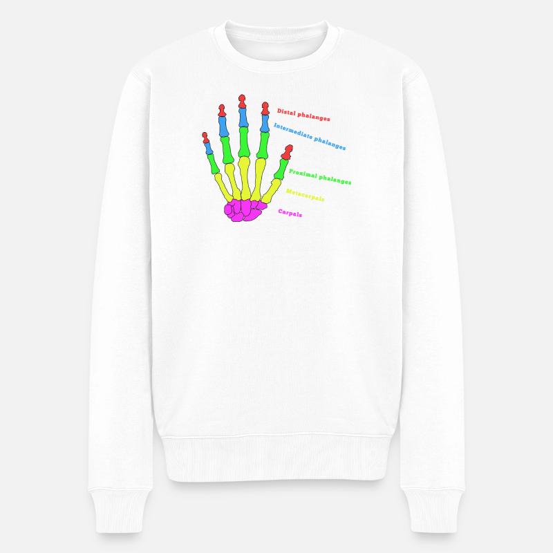 Hand Knochen Anatomie Mensch Evolution Physio - Männer Premium Bio Pullover - Weiß