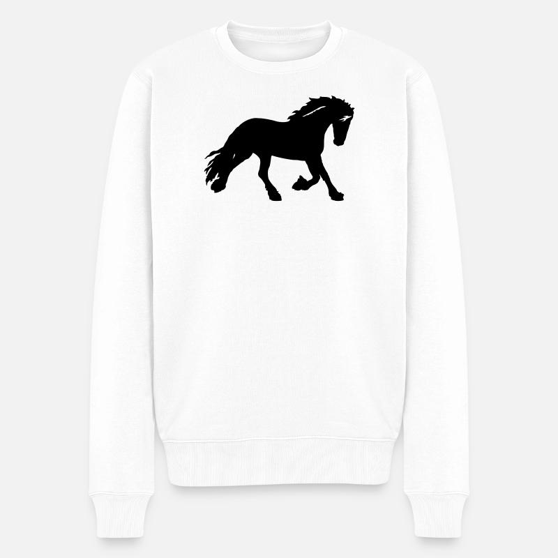 Pferd - Männer Premium Bio Pullover - Weiß