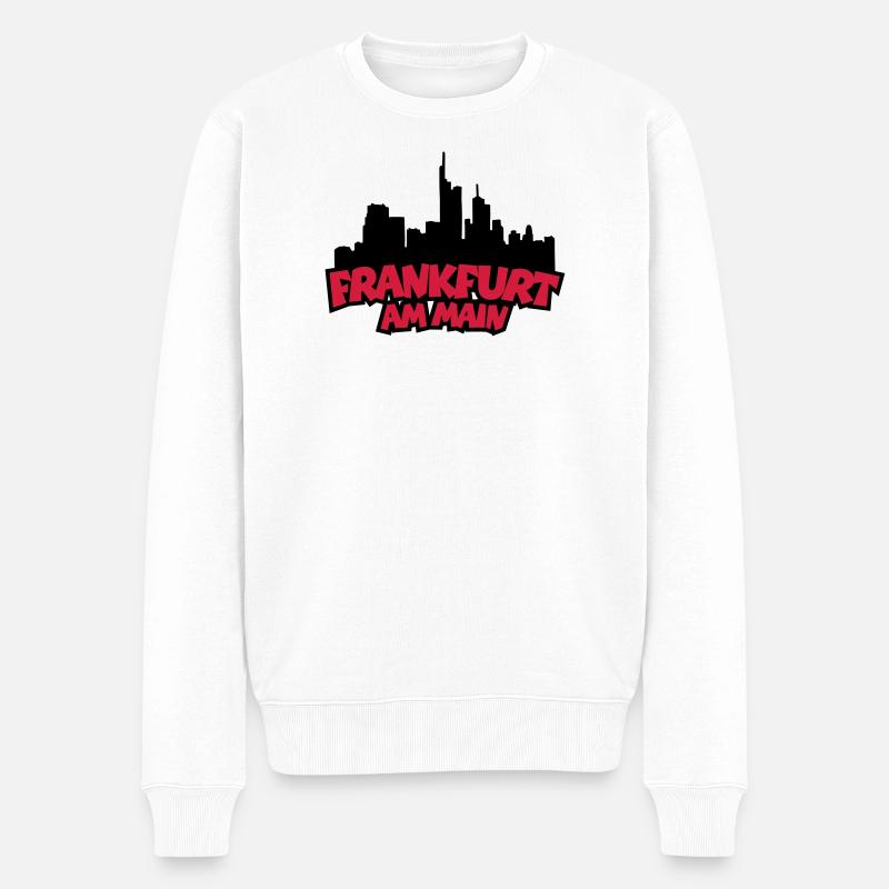 Frankfurt am Main Skyline - Männer Premium Bio Pullover - Weiß