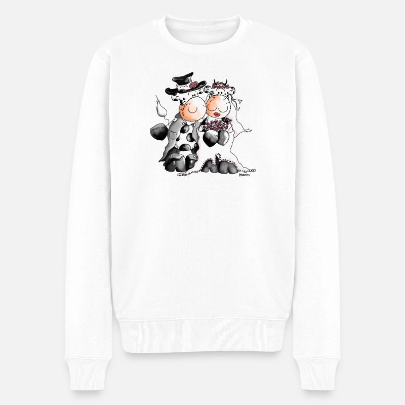 Vache mariage - mariée - marié - vaches - Pull Premium bio Homme - blanc