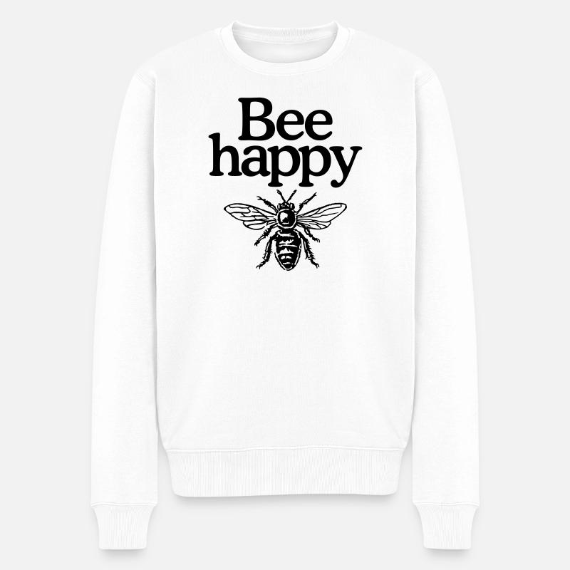 Bee happy - Bienen, Imkerei, Imker - Männer Premium Bio Pullover - Weiß