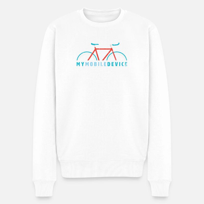 Fixie – My Mobile Device is my Single Speed Bike - Männer Premium Bio Pullover - Weiß