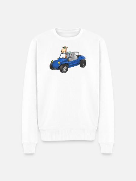 Elephant and giraffe in buggy - Men's Premium Organic Jumper - white