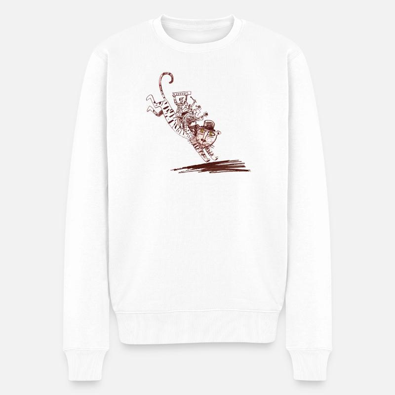 Katzenkarawane mit Pop Band - Männer Premium Bio Pullover - Weiß