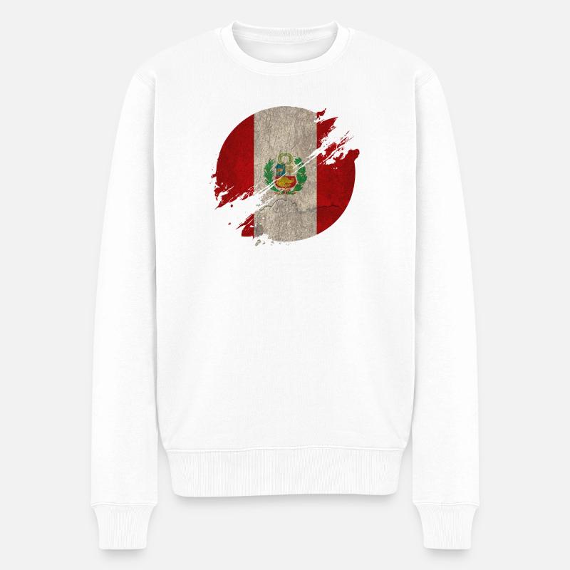 Peru Kreis / Flagge Geschenk Nationalflagge - Männer Premium Bio Pullover - Weiß