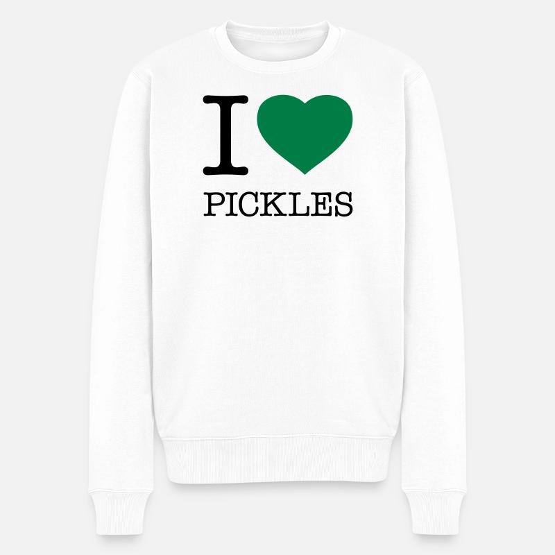I LOVE PICKLES - Männer Premium Bio Pullover - Weiß