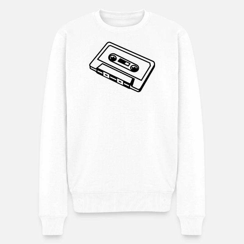 Retro Kassette – Old School Mixtape Musik Desig - Männer Premium Bio Pullover - Weiß