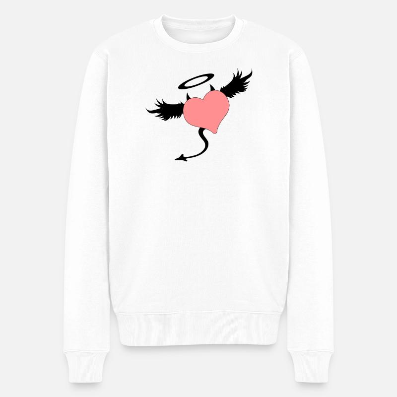 Halb Engel & Teufel - Männer Premium Bio Pullover - Weiß