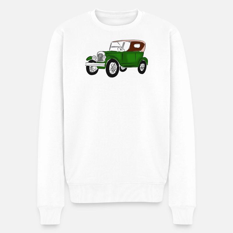 Oldtimerfarbenfroh, - Männer Premium Bio Pullover - Weiß