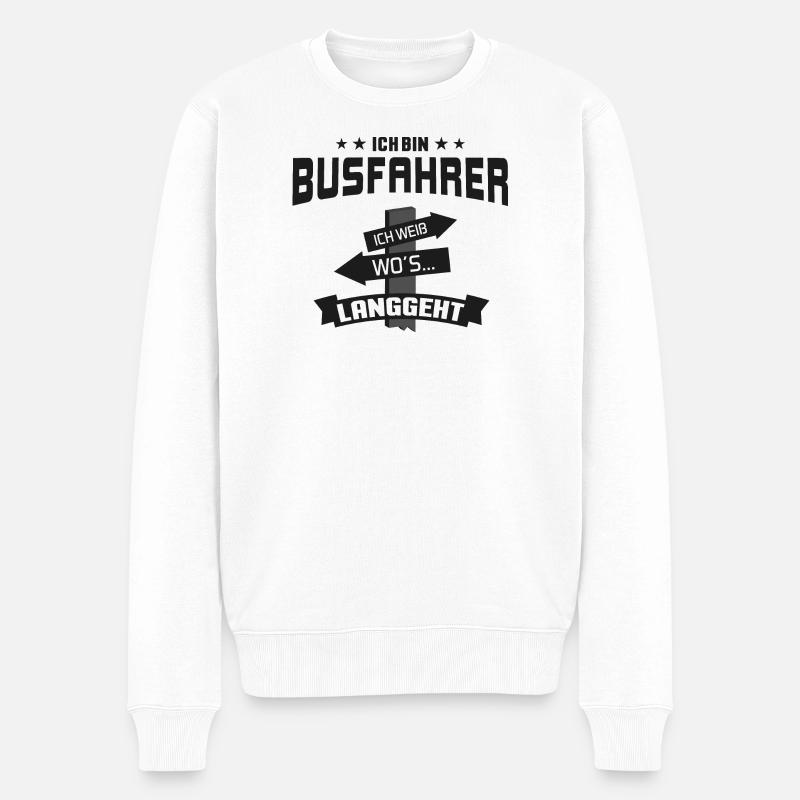 Busfahrer Schulbusfahrer Reisebusfahrer Omnibus - Männer Premium Bio Pullover - Weiß