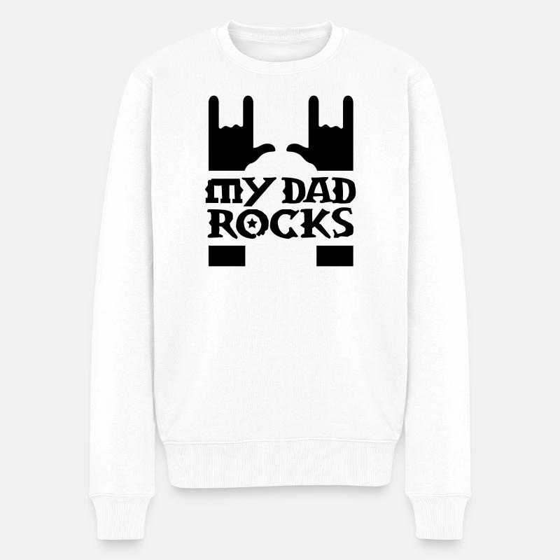 papa - my dad rocks - Männer Premium Bio Pullover - Weiß