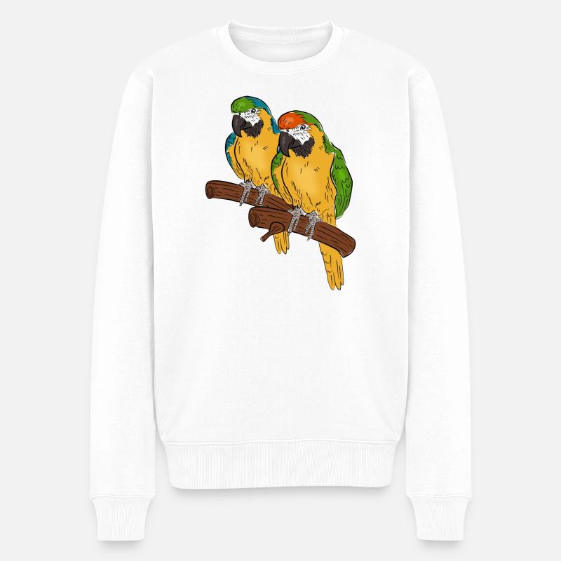 Papageien auf einem Ast - Männer Premium Bio Pullover - Weiß