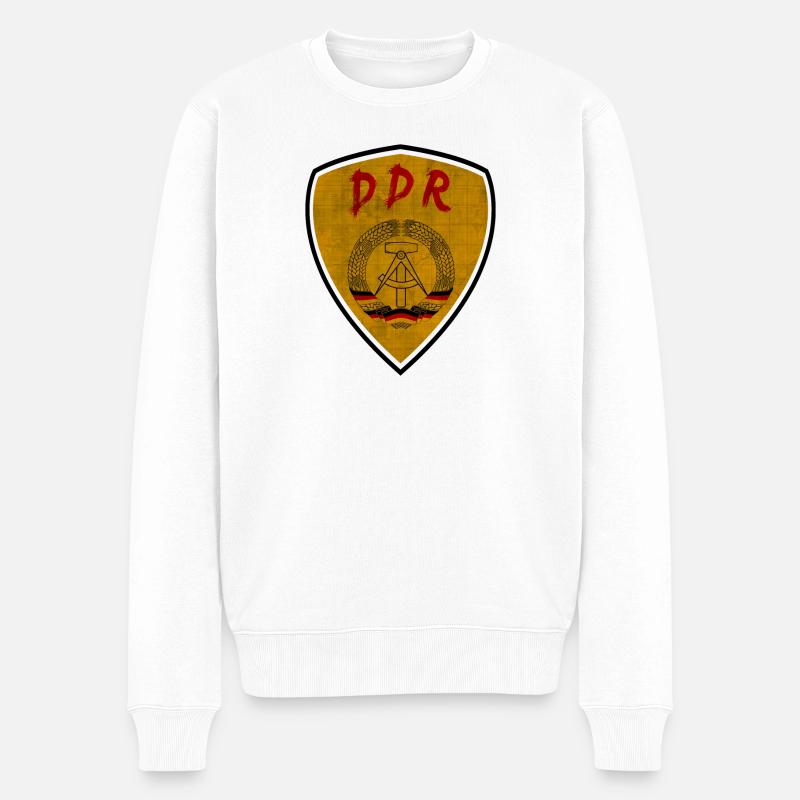 DDR Wappen Design Vintage / Geschenk Ostalgie - Männer Premium Bio Pullover - Weiß