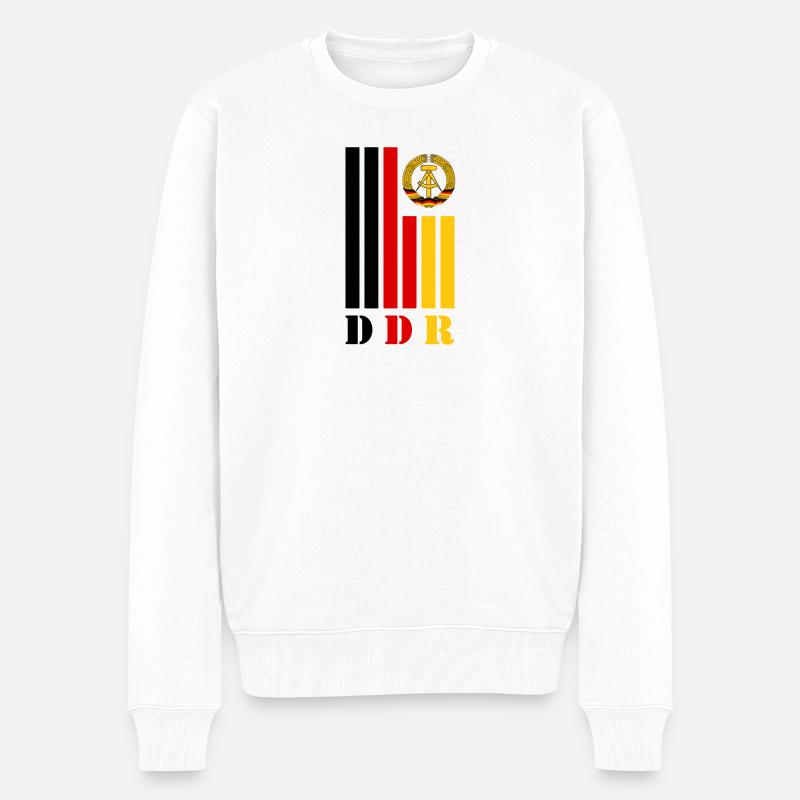 DDR Balken mit Nationalfarben / Geschenk Ostalgie - Männer Premium Bio Pullover - Weiß