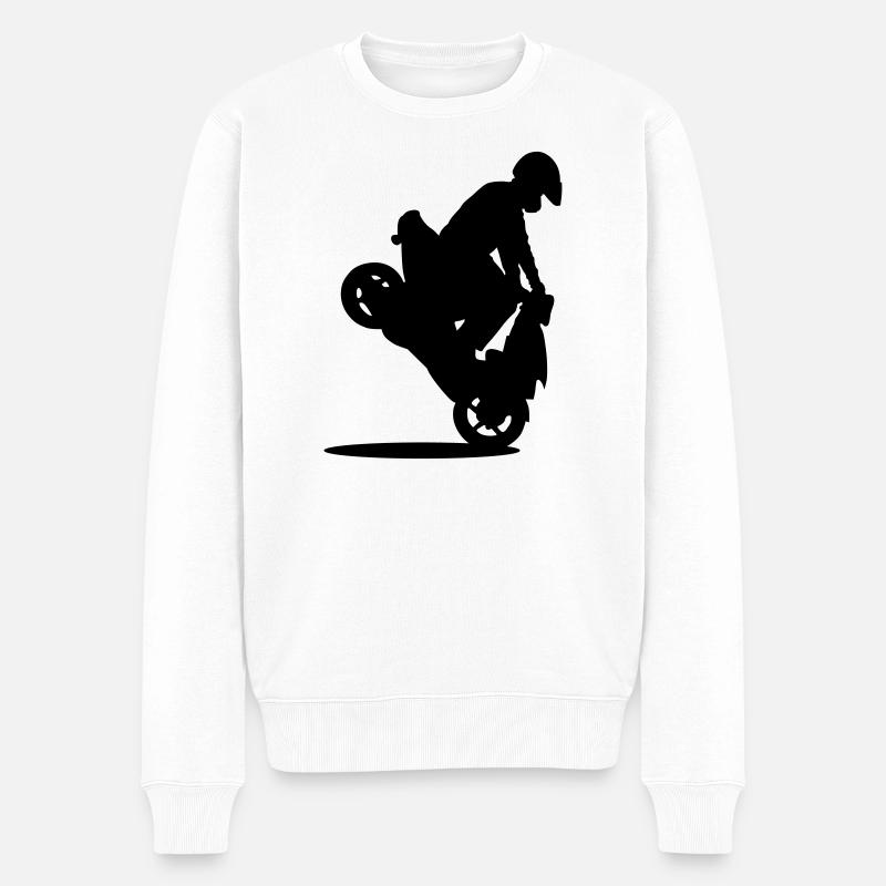Roller Stunt - Männer Premium Bio Pullover - Weiß