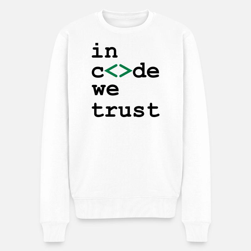 [ In code we trust ] - Männer Premium Bio Pullover - Weiß