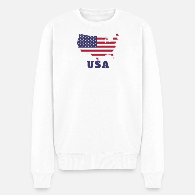 Flaggen-Silhouette USA - Männer Premium Bio Pullover - Weiß