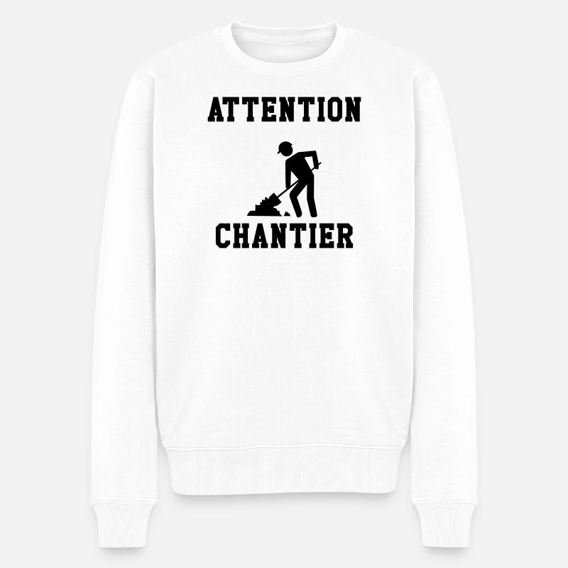 Attention Chantier - Pull Premium bio Homme - blanc