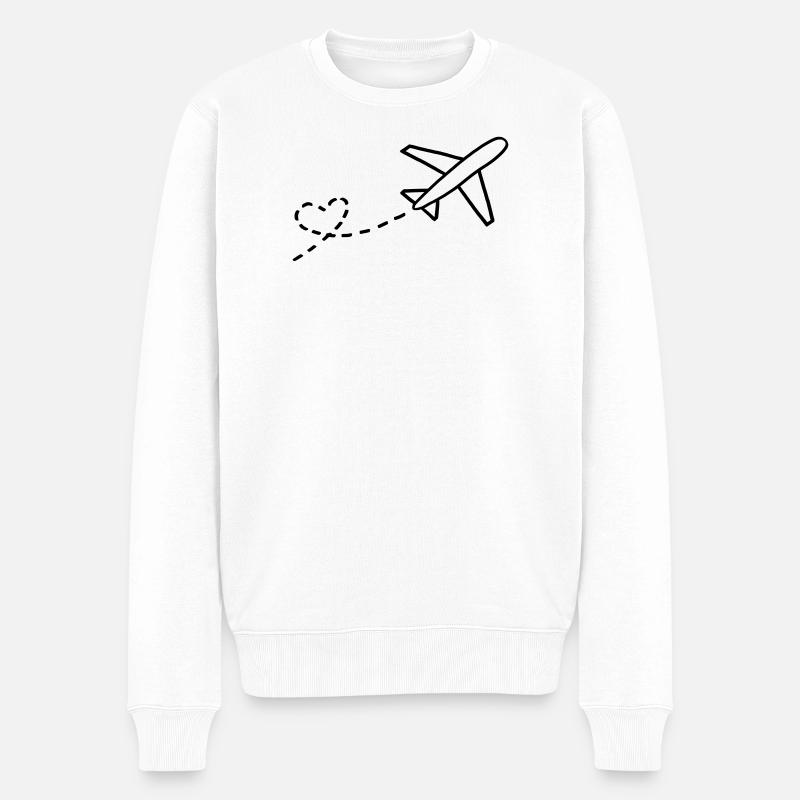 Herz und Flugzeug - Männer Premium Bio Pullover - Weiß