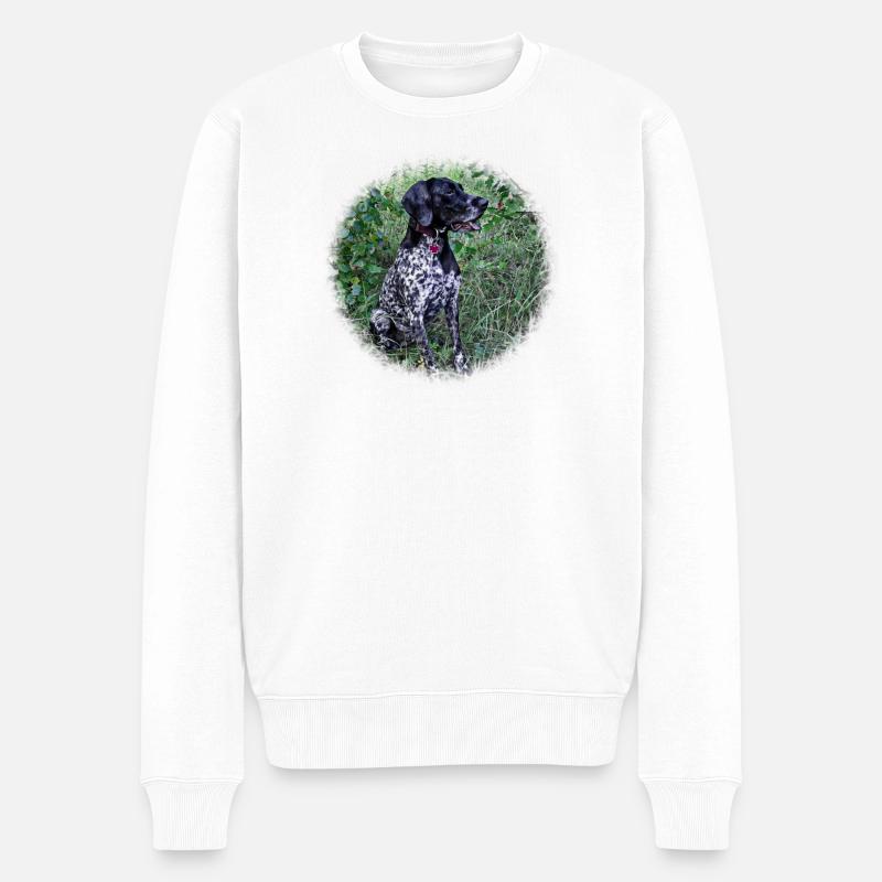 Pointer Hound Dog allemand - Pull Premium bio Homme - blanc