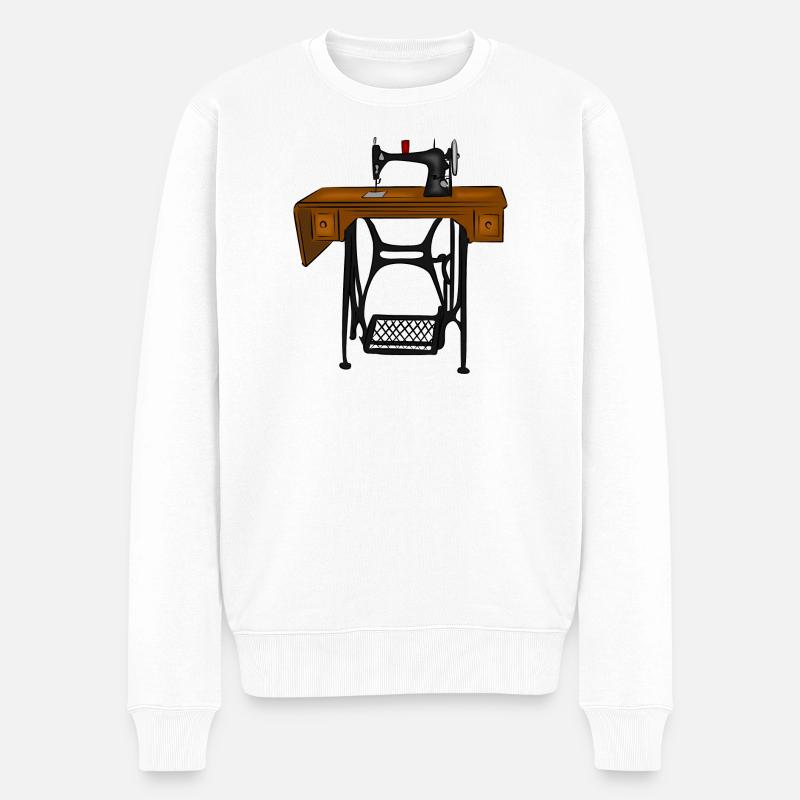 Machine à coudre - Pull Premium bio Homme - blanc