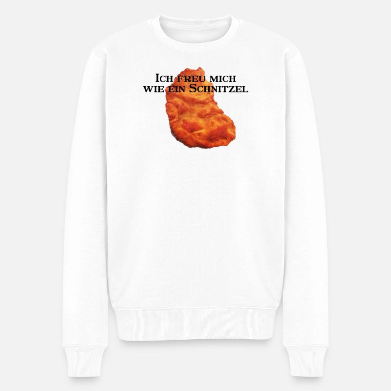 Ich freu mich wie ein Schnitzel rework - Männer Premium Bio Pullover - Weiß