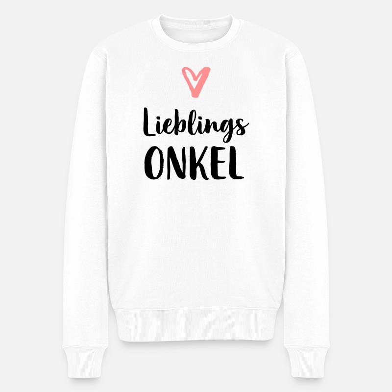 Lieblings Onkel Herz Geschenk Geburtstag - Männer Premium Bio Pullover - Weiß