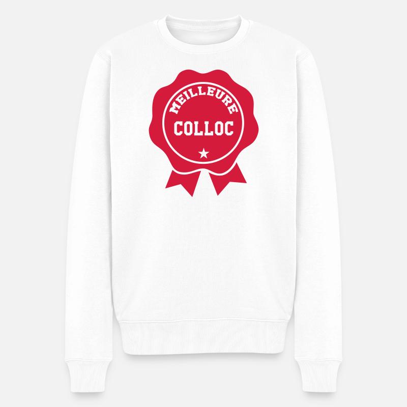 Beste Colloc - Männer Premium Bio Pullover - Weiß