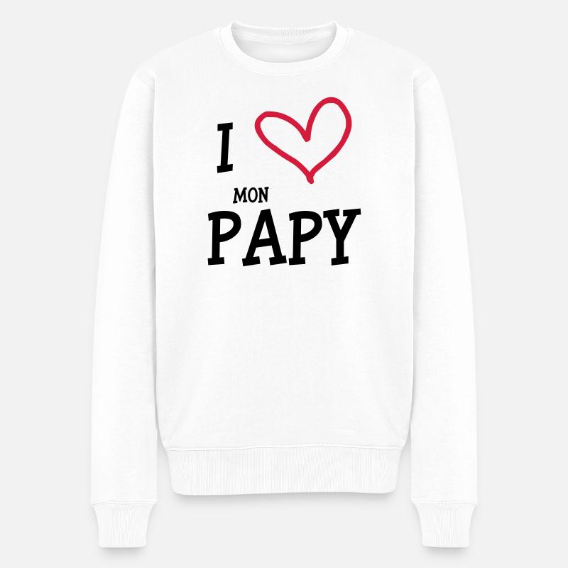 I Love my Opa - Männer Premium Bio Pullover - Weiß
