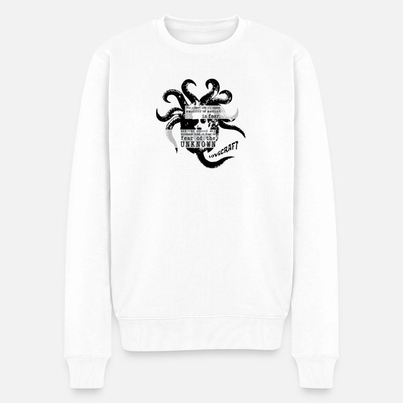 H.P. Lovecraft / Cthulhu - Männer Premium Bio Pullover - Weiß