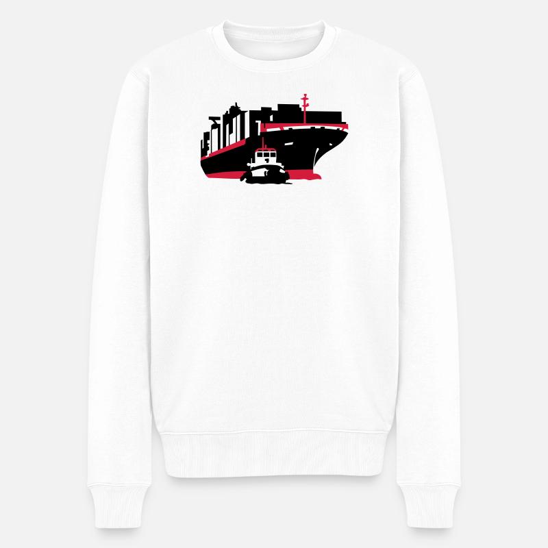 Containerschiff - Männer Premium Bio Pullover - Weiß