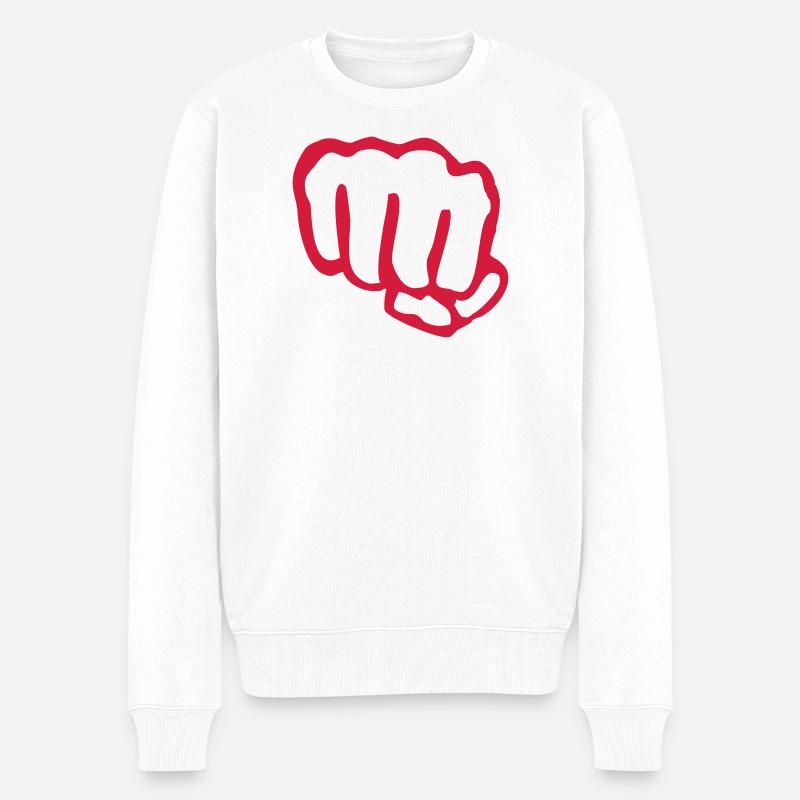 poing - Pull Premium bio Homme - blanc