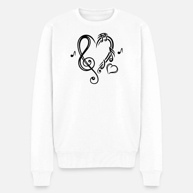 Herz Musik Notenschlüssel Musiknoten - Männer Premium Bio Pullover - Weiß
