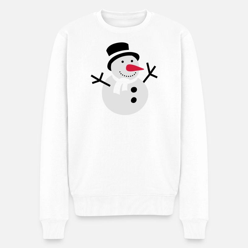 schneemann winter schnee - Männer Premium Bio Pullover - Weiß