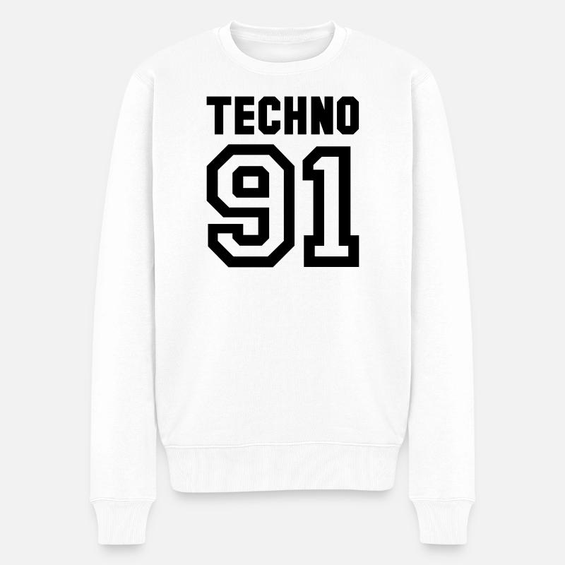 TECHNO Rave Techno 90s 90s - Pull Premium bio Homme - blanc
