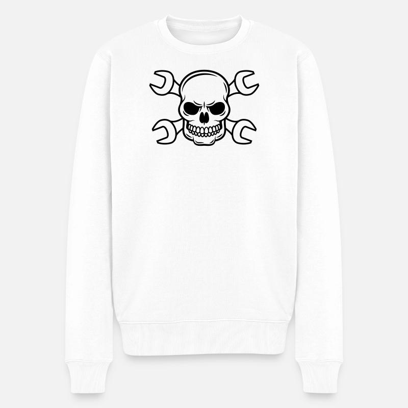 Schrauber Totenkopf - Männer Premium Bio Pullover - Weiß