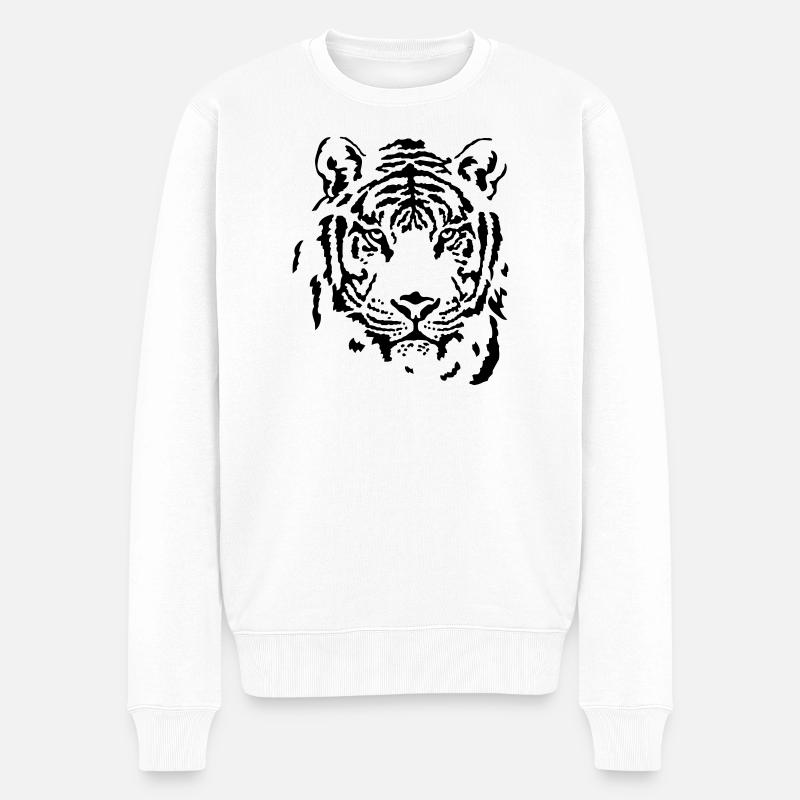 Tiger - Männer Premium Bio Pullover - Weiß