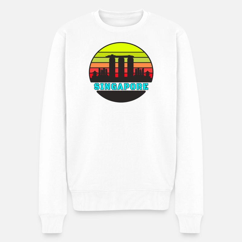 Singapur Skyline / Geschenk Singapore - Männer Premium Bio Pullover - Weiß