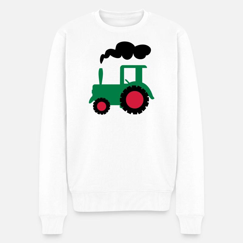 traktor trecker landwirtschaft - Männer Premium Bio Pullover - Weiß